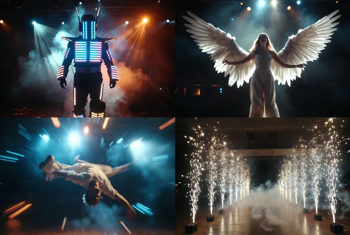 סוגי כניסות לבר מצווה — רובוטי LED, מלאכים, סטילטים, ברייקדאנס