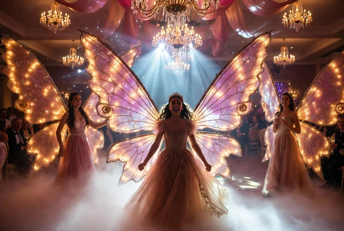 כניסה מיוחדת לבת מצווה — יובלנית נכנסת עם פרפרים ומלאכים