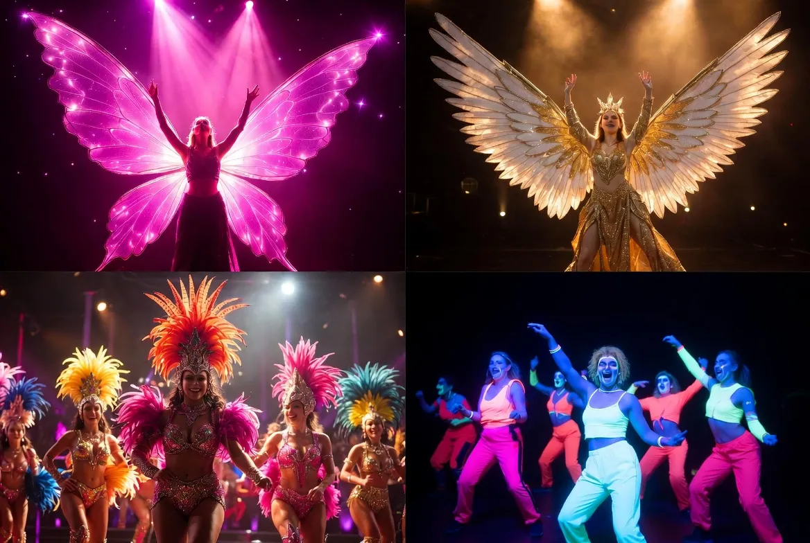 כניסות לבת מצווה — פרפרים, כנפיים נפתחות, ברזילאיות, ניאון