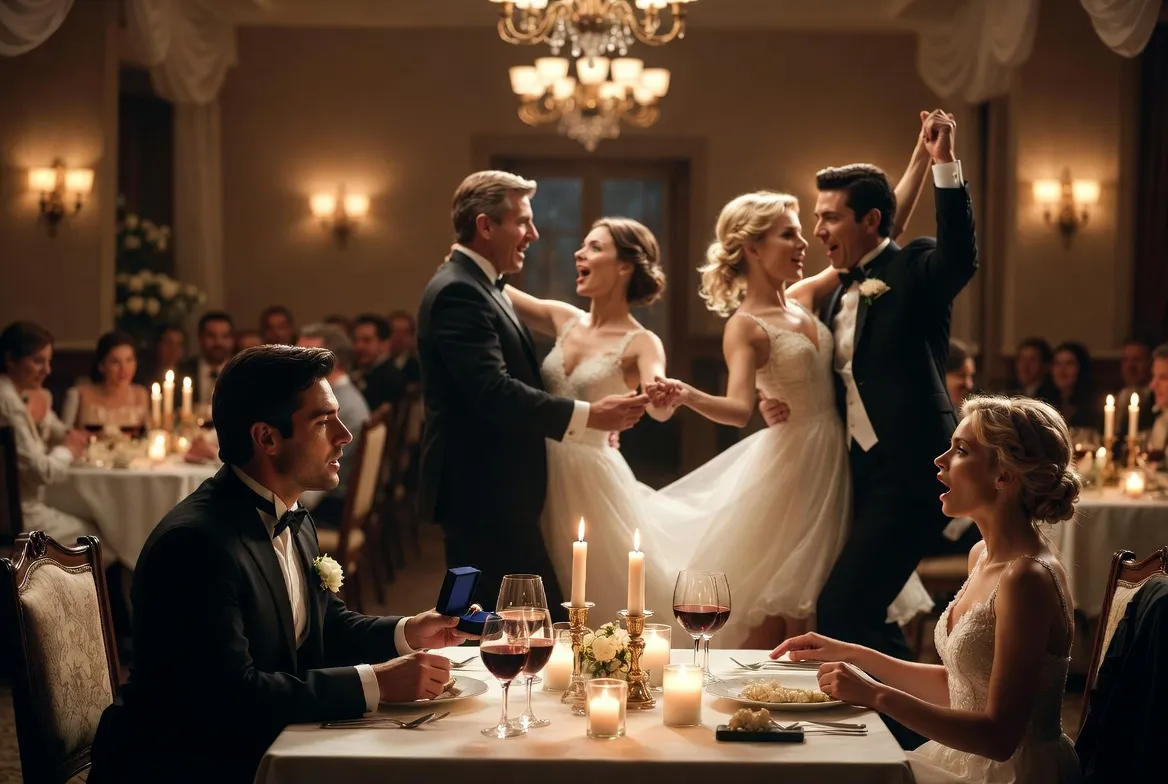 הצעת נישואים עם רקדנים סמויים במסעדה פרטית