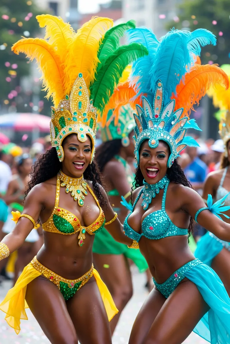 תלבושות קרנבל ברזילאי — נוצות כתר וביקיני מעוצב