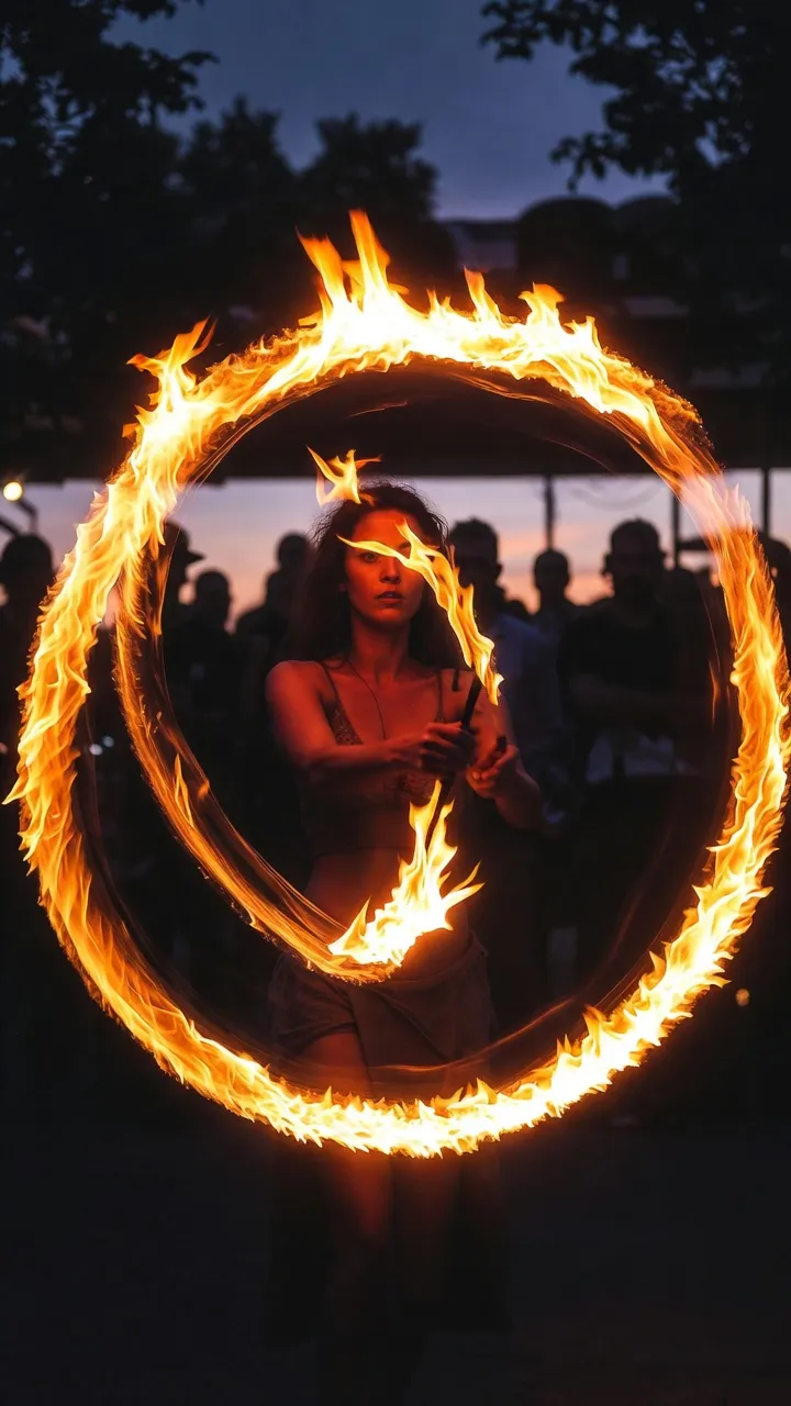 עיגולי אש עם פויים — מופע סולו מרהיב