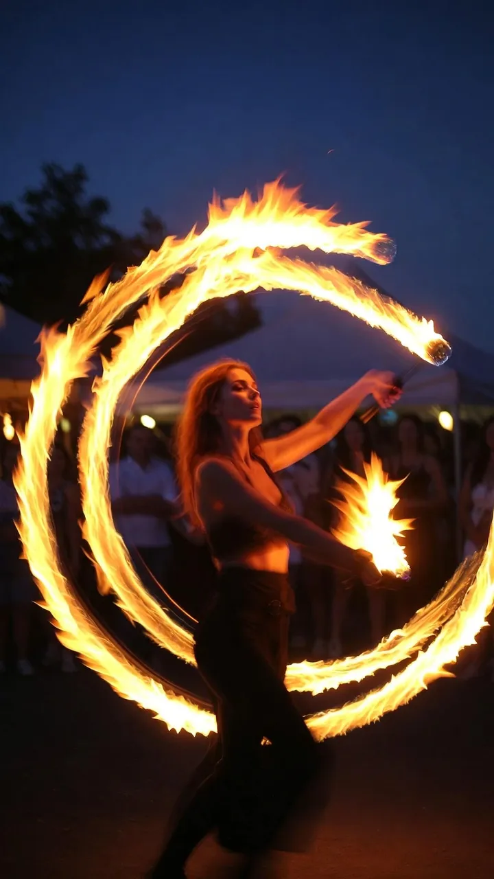 מופע LED באירוע חברה — חישוקים צבעוניים על הבמה