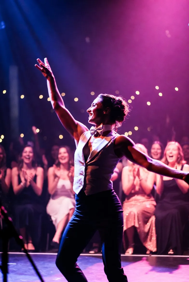 חשפן במסיבת רווקות עם הכלה על כיסא