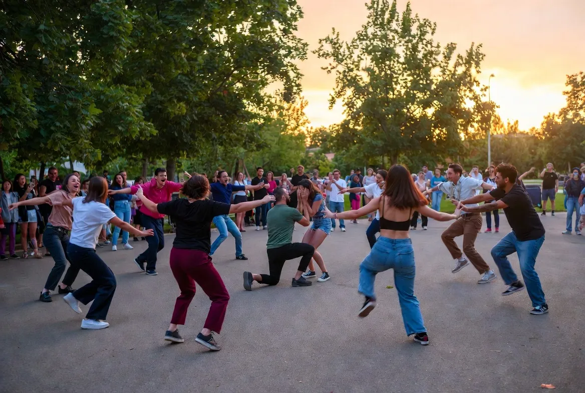 פלאש מוב הצעת נישואין בגן מאיר תל אביב — 10 רקדנים