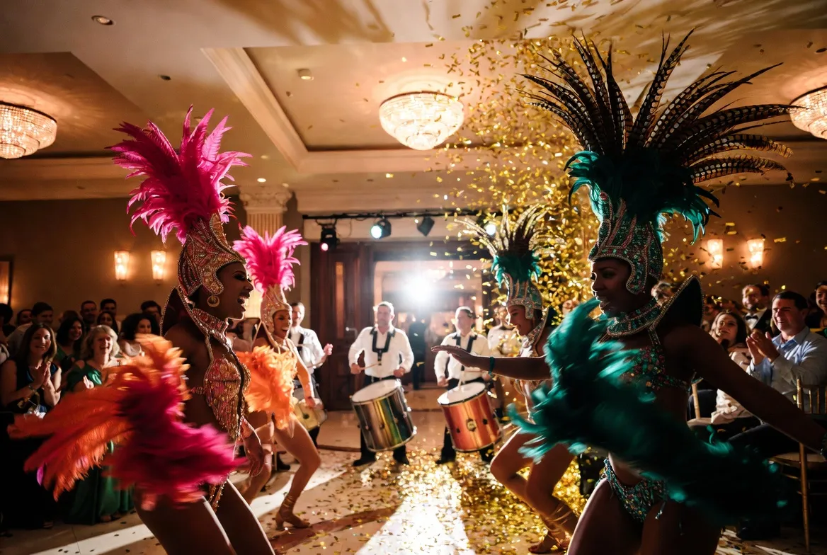 קרנבל ברזילאי בחתונת דן ומיה — גני התחיה, 2025