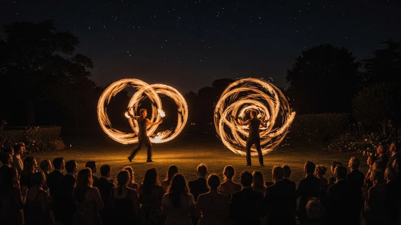 מופע אש בחתונת נועה ודביר — גן החורשה, 2025